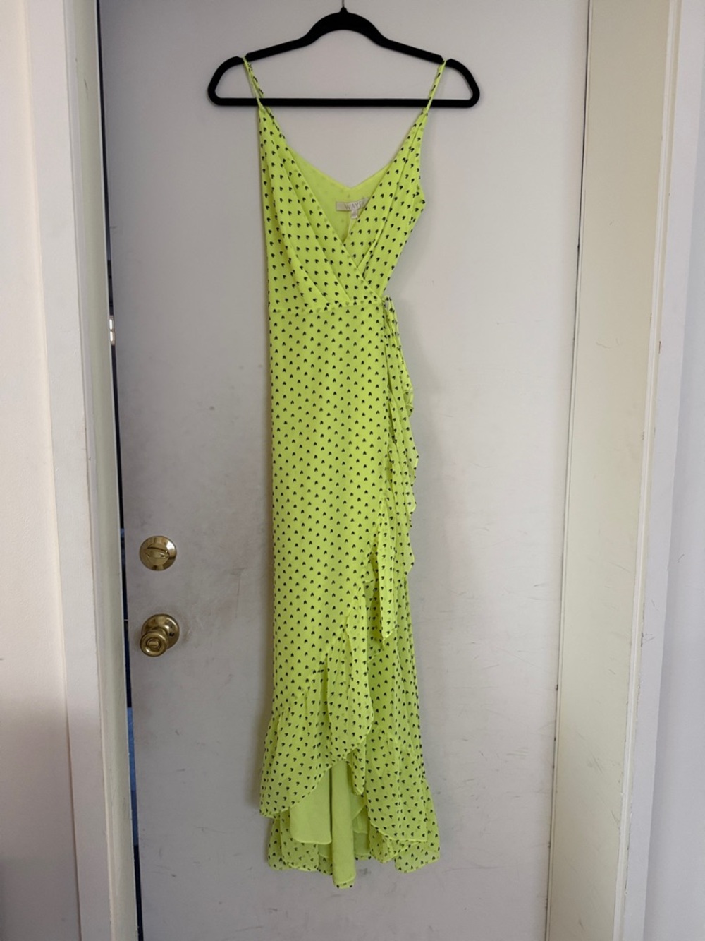 Ways Neon Lime Polka Dot Wrap Maxi Dress